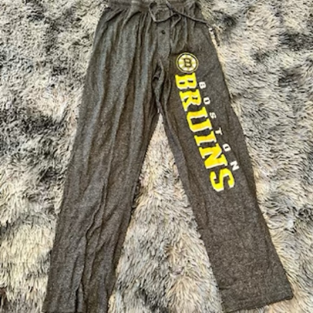 NHL Boston Bruins Mens Gray and Yellow Sweatpants